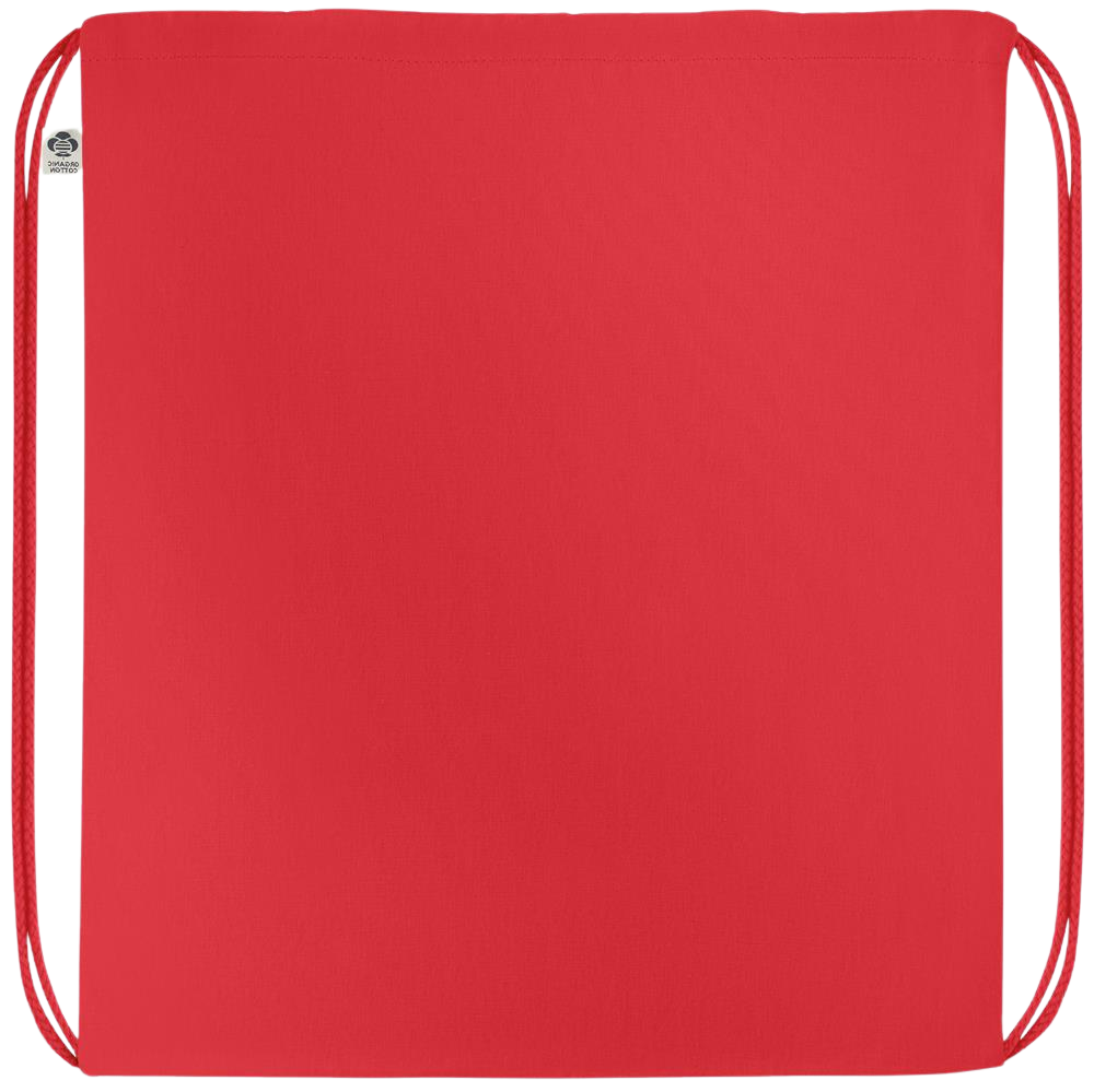 Premium colored organic cotton drawstring bag_RED_back