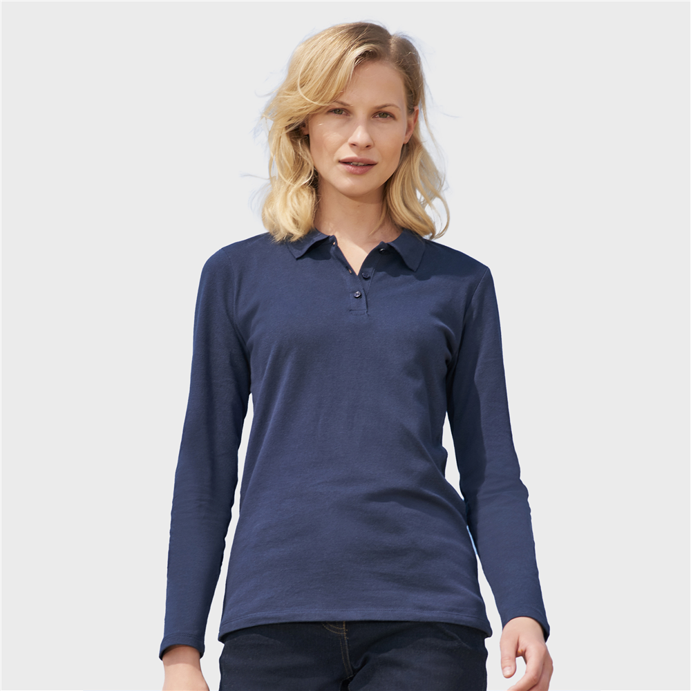 Premium Women´s long sleeve polo shirt_FRENCH NAVY_DETAILEDIMAGE_front_0