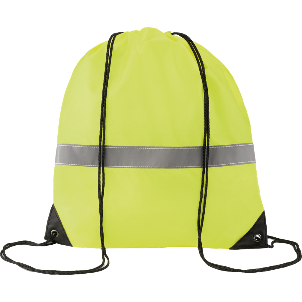 Drawstring Bag with Reflective Stripe_NEON YELLOW_DETAILEDIMAGE_front_1