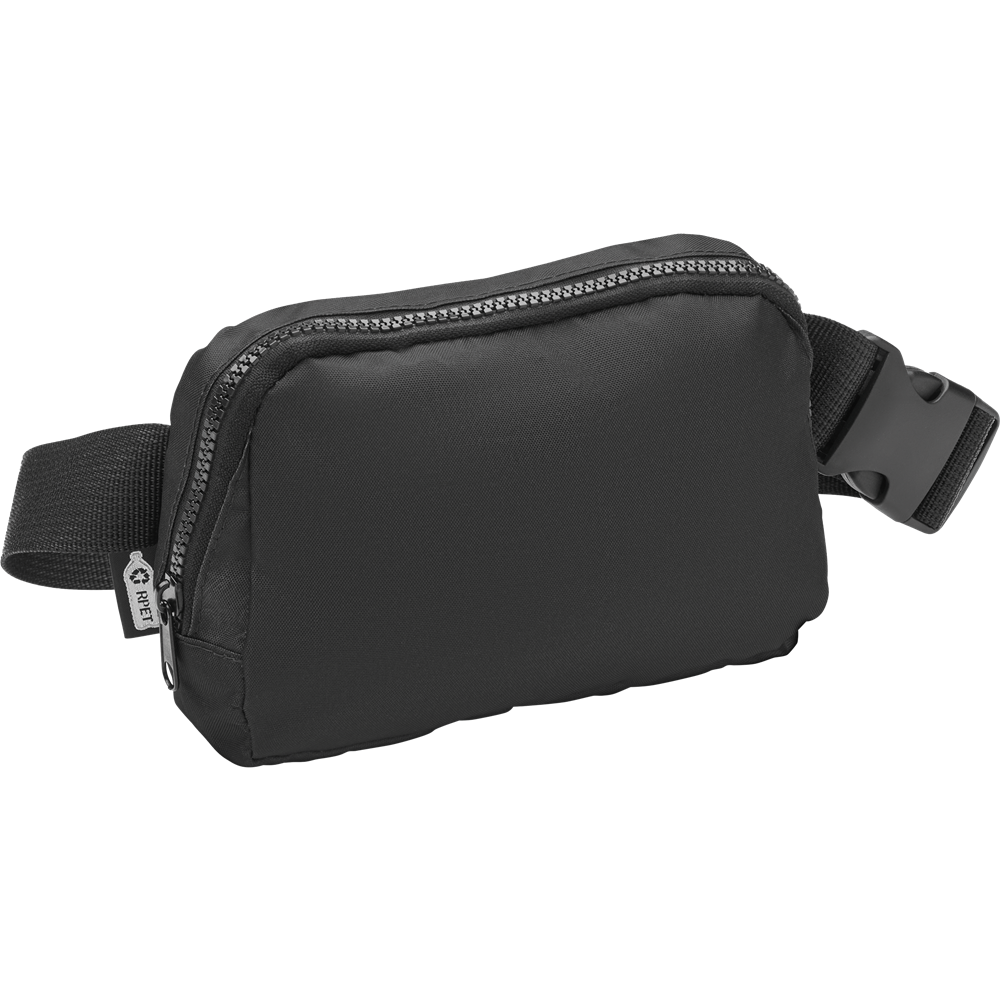 300D RPET Polyester Waist Bag_BLACK_DETAILEDIMAGE_front_1