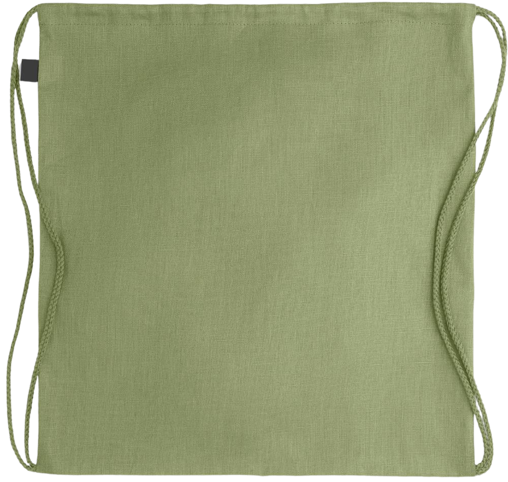 Premium large hemp drawstring bag_GREEN_back