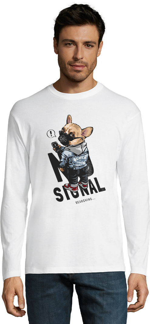 No Signal Pug Design - Heren t-shirt met lange mouwen (Comfort)