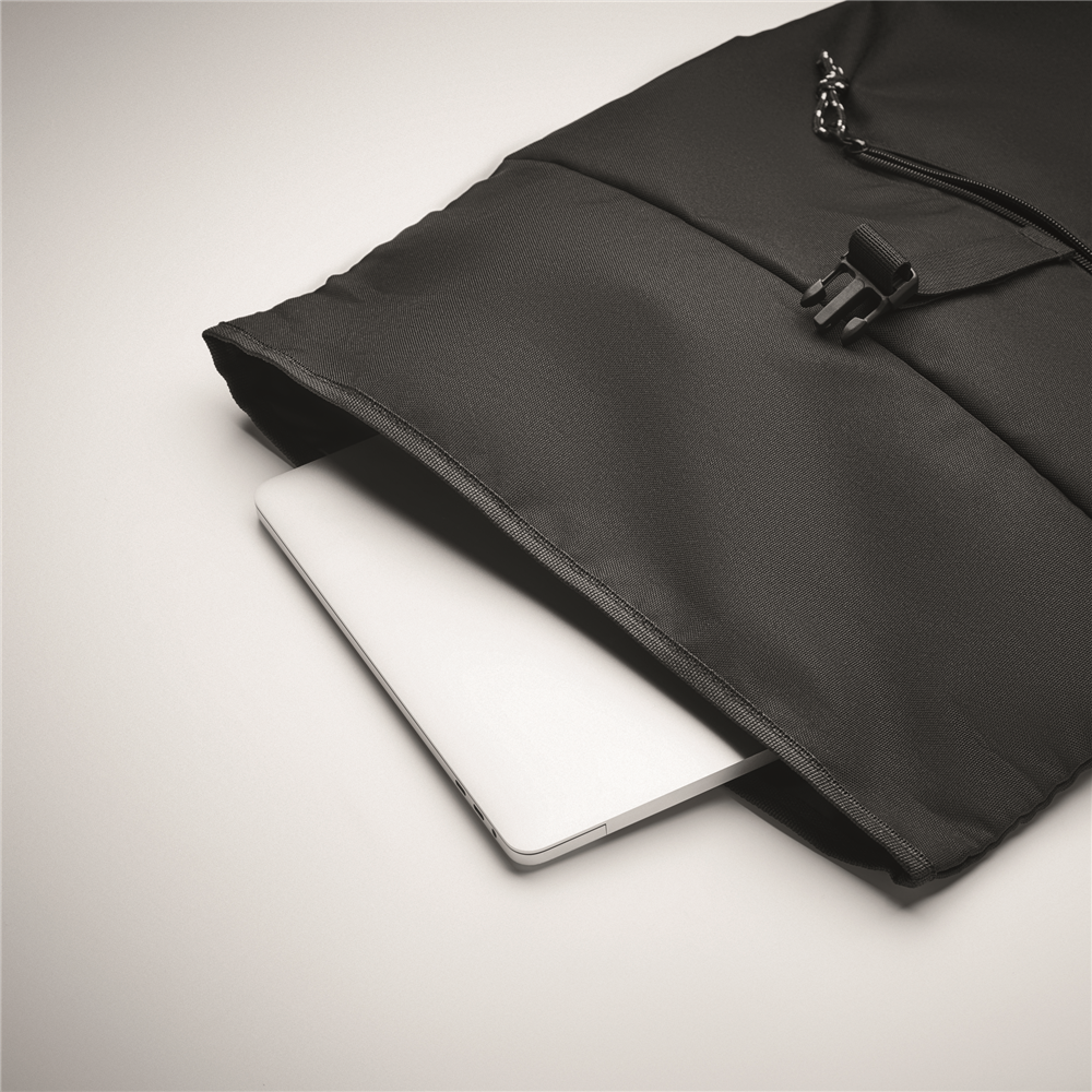 Rolltop RPET Backpack with Padded Back_BLACK_DETAILEDIMAGE_back_4