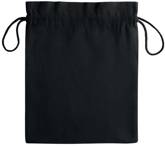 Essential medium colored cotton drawstring bag_BLACK_back