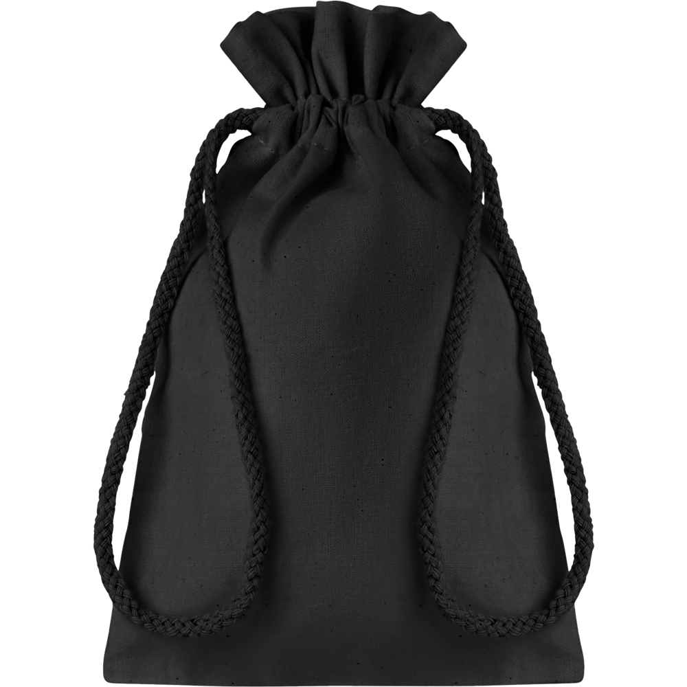 Small Cotton Draw Cord Bag (Black)_BLACK_DETAILEDIMAGE_front_1
