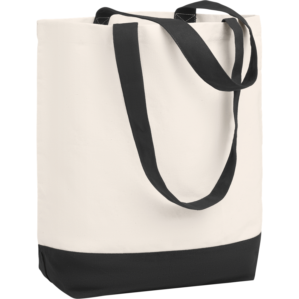 Canvas Beach Bag with Bottom Detail_BLACK_DETAILEDIMAGE_front_2