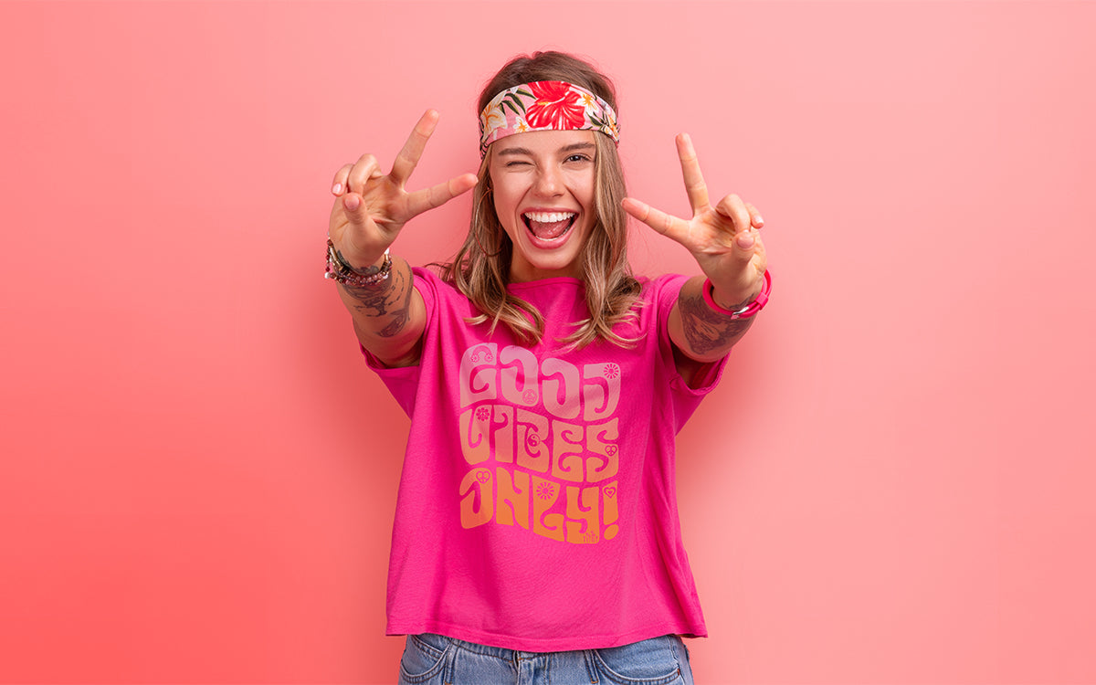 Personalized clothing with hippie designs