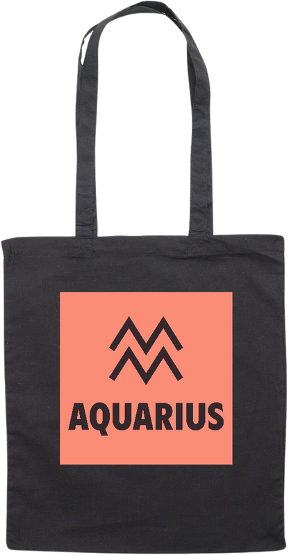 Zodiac Aquarius Design - Essential colored event tote bag_BLACK_front