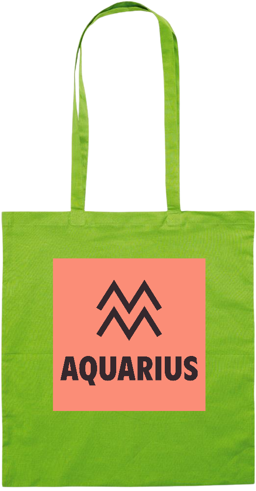 Zodiac Aquarius Design - Essential colored event tote bag_LIME_front