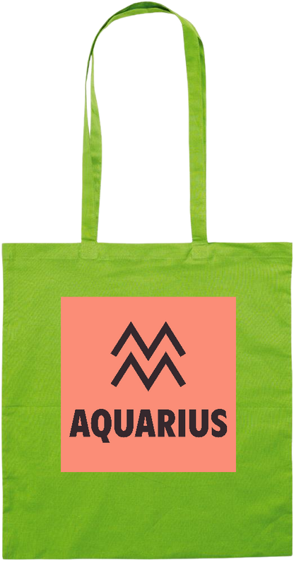 Zodiac Aquarius Design - Essential colored event tote bag_LIME_front