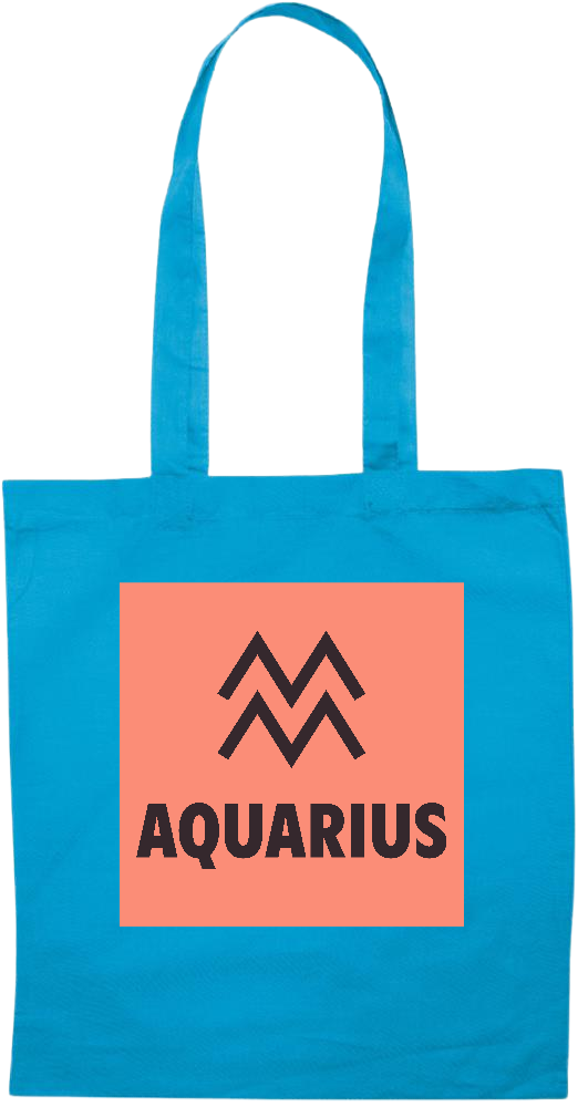 Zodiac Aquarius Design - Essential colored event tote bag_TURQUOISE_front