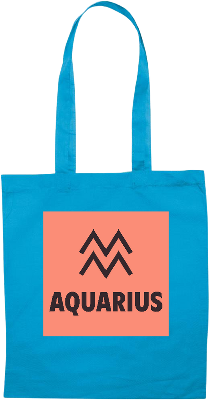 Zodiac Aquarius Design - Essential colored event tote bag_TURQUOISE_front