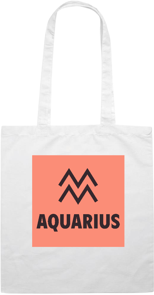 Zodiac Aquarius Design - Essential colored event tote bag_WHITE_front