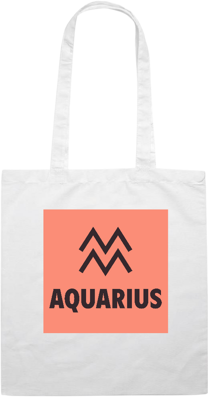 Zodiac Aquarius Design - Essential colored event tote bag_WHITE_front