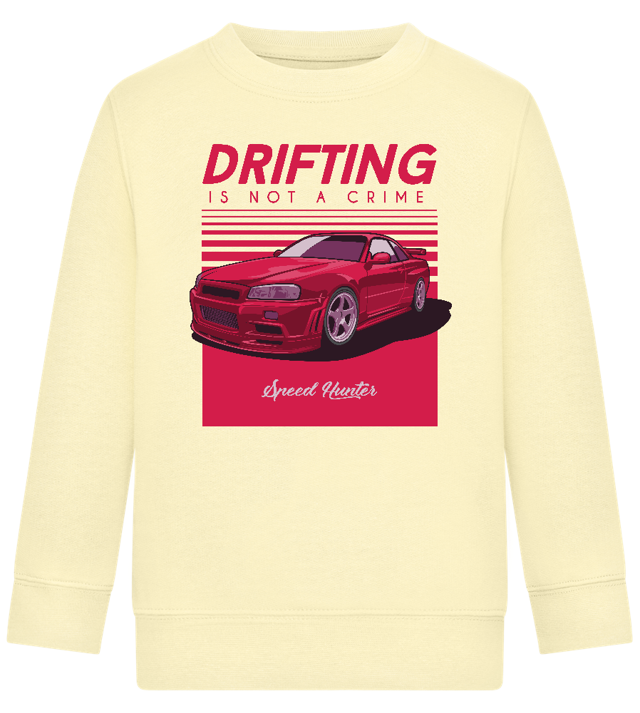 Drifting Not A Crime Design - Comfort Kids Sweater_AMARELO CLARO_front