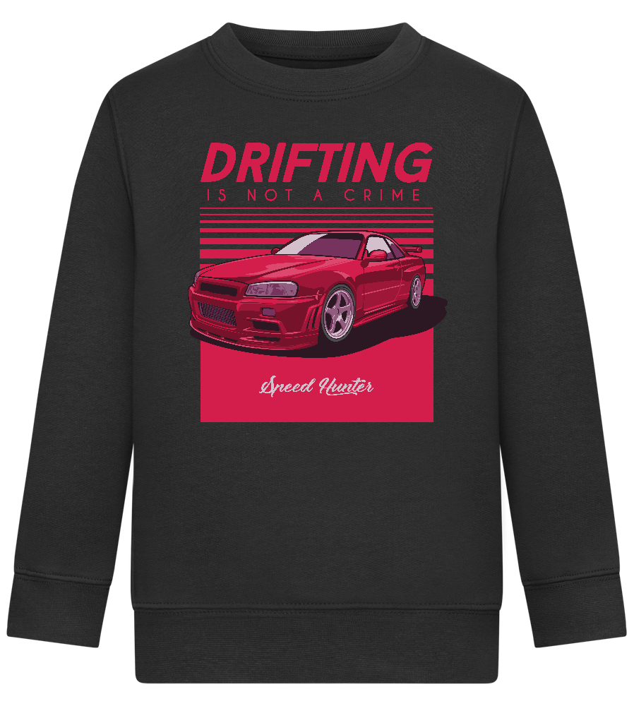 Drifting Not A Crime Design - Comfort Kids Sweater_BLACK_front