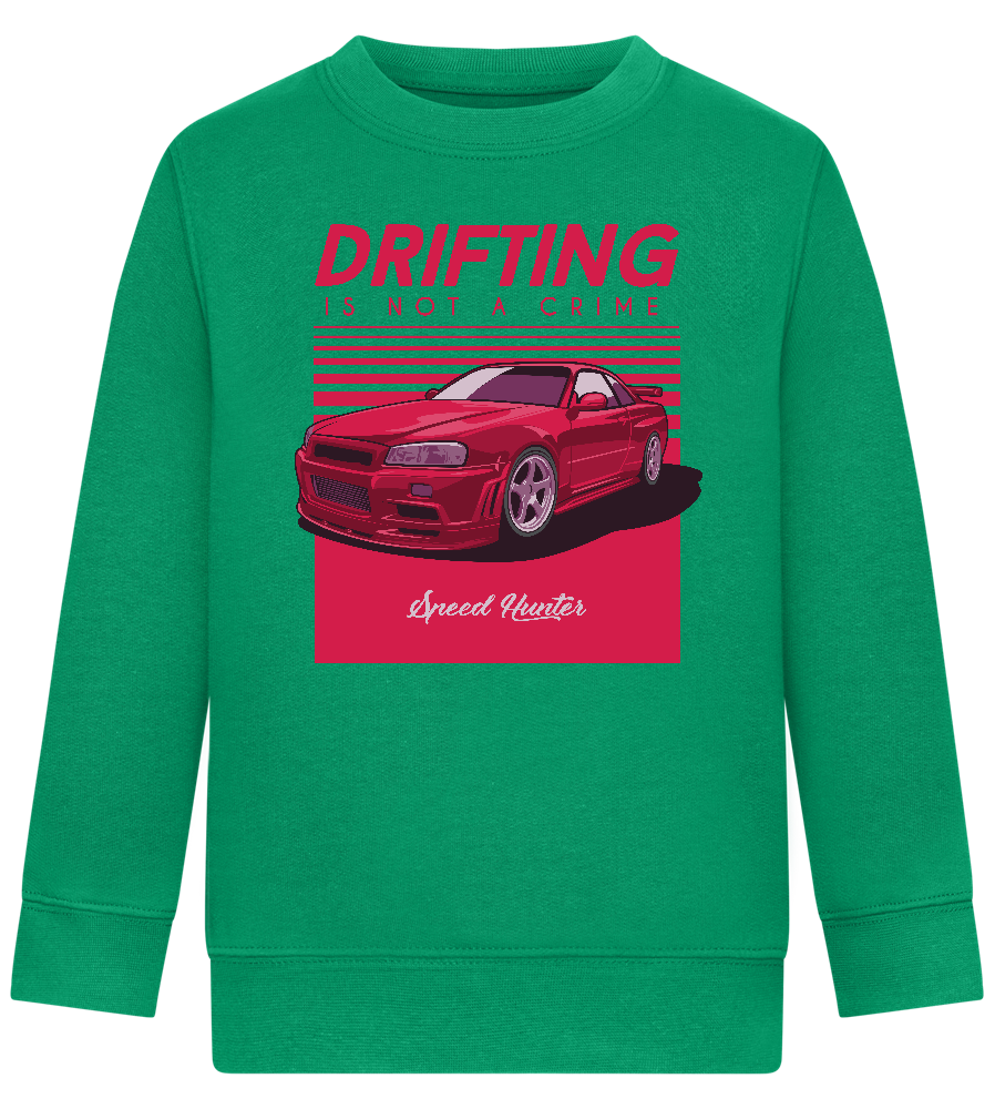 Drifting Not A Crime Design - Comfort Kids Sweater_MEADOW GREEN_front