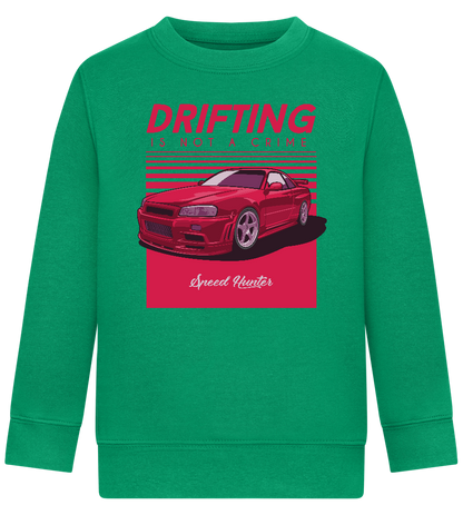 Drifting Not A Crime Design - Comfort Kids Sweater_MEADOW GREEN_front