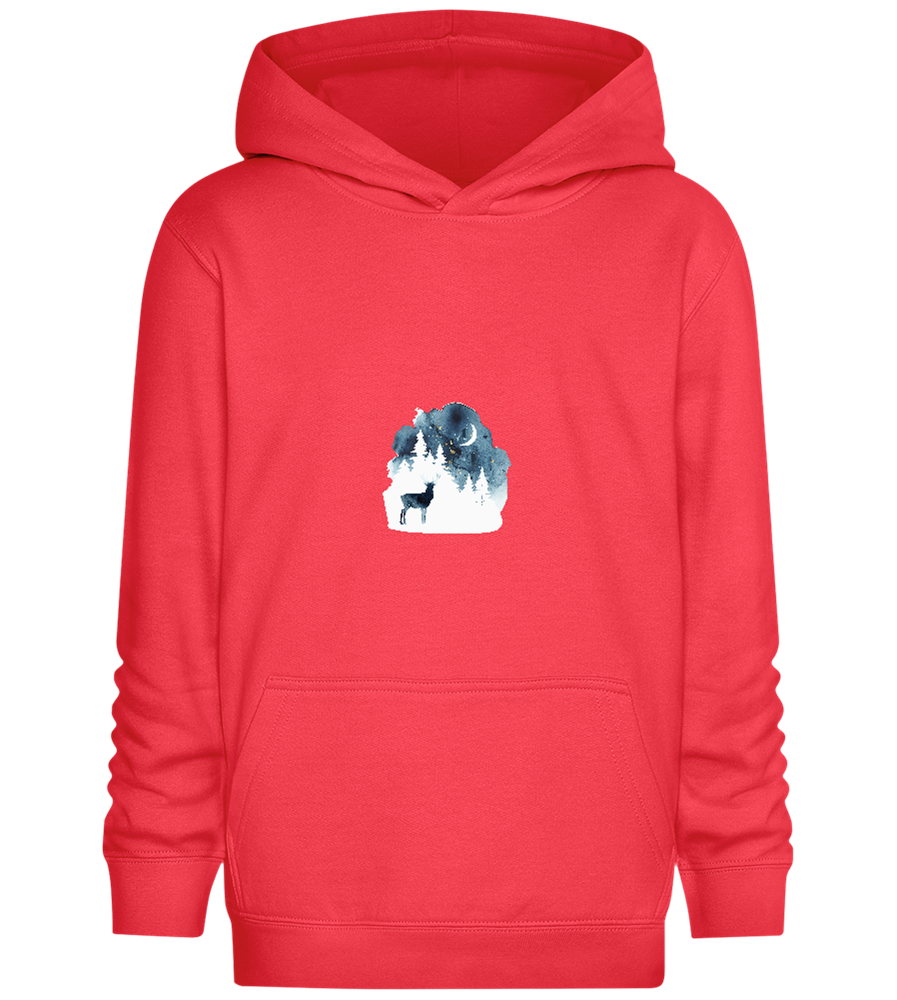 Watercolor Christmas Night Design - Comfort Kids Hoodie_BRIGHT RED_front