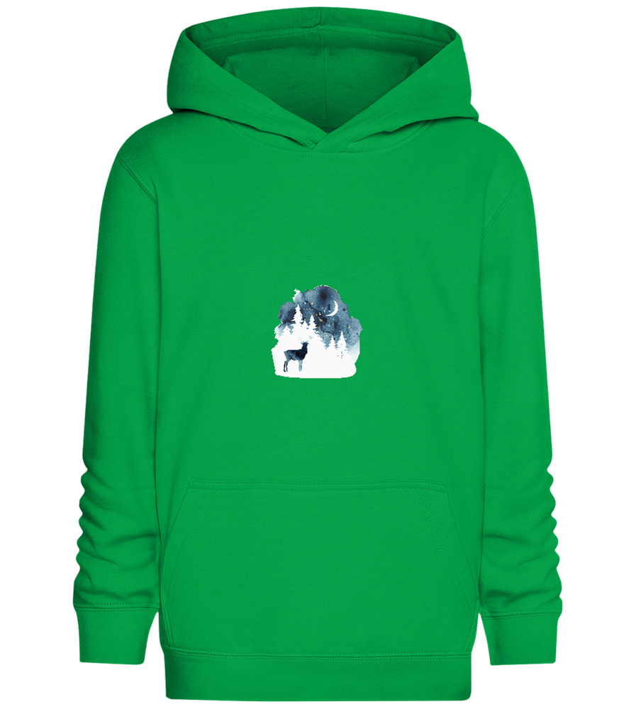 Watercolor Christmas Night Design - Comfort Kids Hoodie_MEADOW GREEN_front