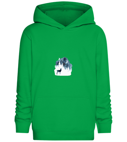 Watercolor Christmas Night Design - Comfort Kids Hoodie_MEADOW GREEN_front