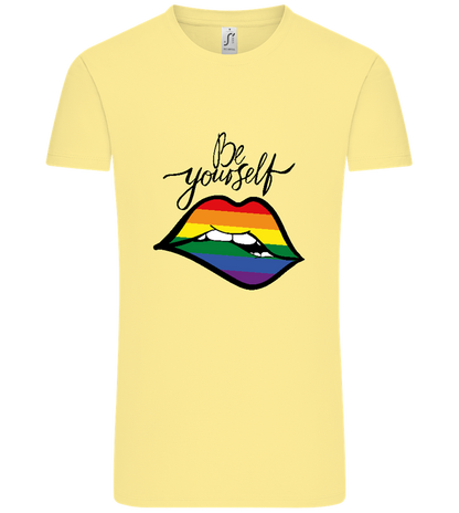Be Yourself Rainbow Lips Design - Comfort Unisex T-Shirt_AMARELO CLARO_front