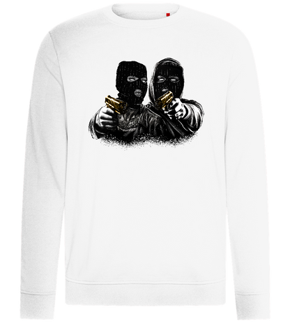 Golden Heist Duo Design - Comfort unisex sweater_WHITE_front