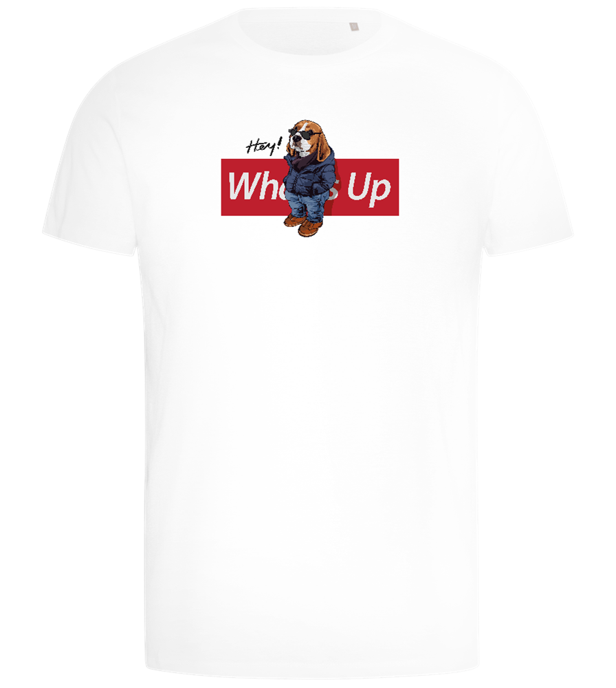 What's Up Dog Design - Comfort men's t-shirt_WHITE_front