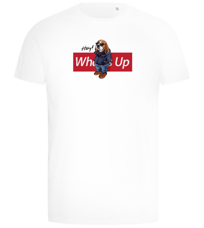 What's Up Dog Design - Comfort men's t-shirt_WHITE_front