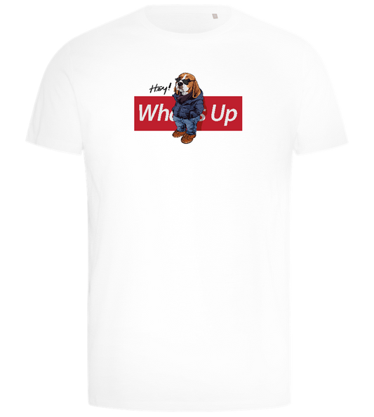 What's Up Dog Design - Comfort men's t-shirt_WHITE_front