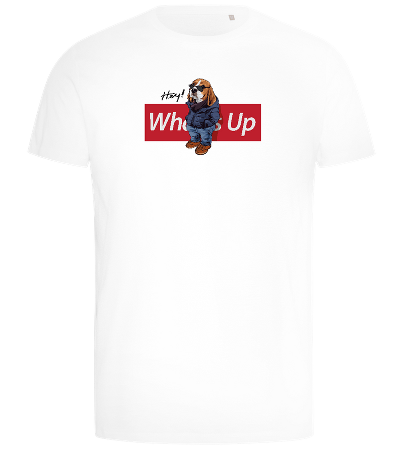 What's Up Dog Design - Comfort men's t-shirt_WHITE_front