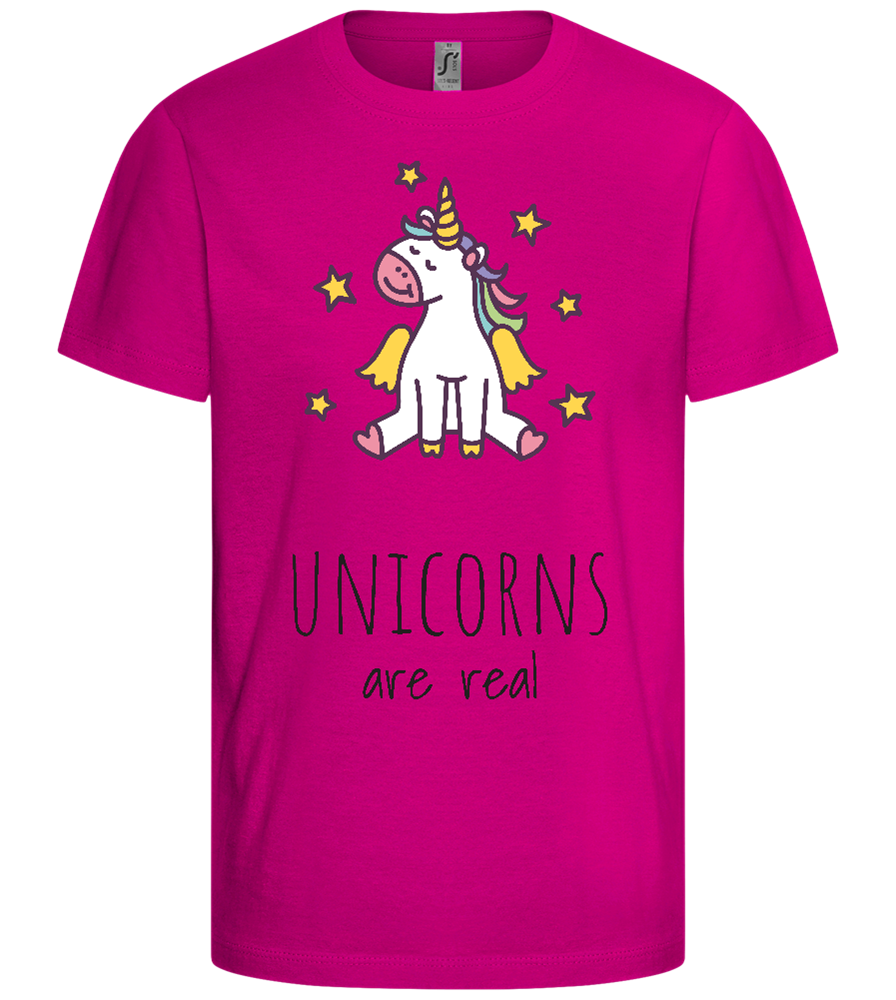 Unicorns Are Real Design - Comfort girls' t-shirt_FUCHSIA_front