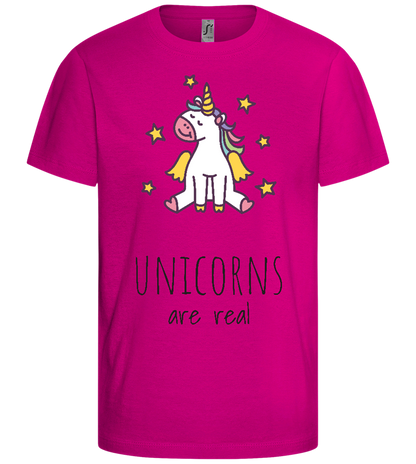 Unicorns Are Real Design - Comfort girls' t-shirt_FUCHSIA_front