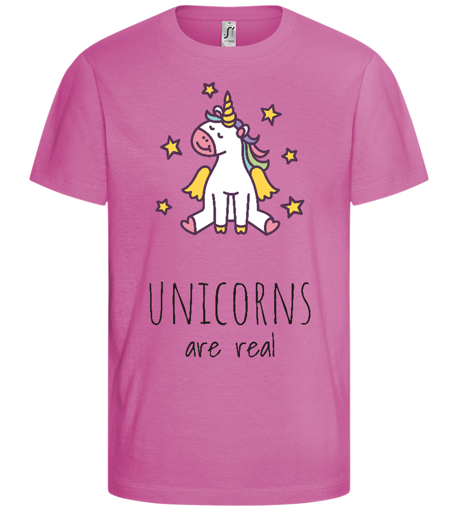 Unicorns Are Real Design - Comfort girls' t-shirt_PINK ORCHID_front