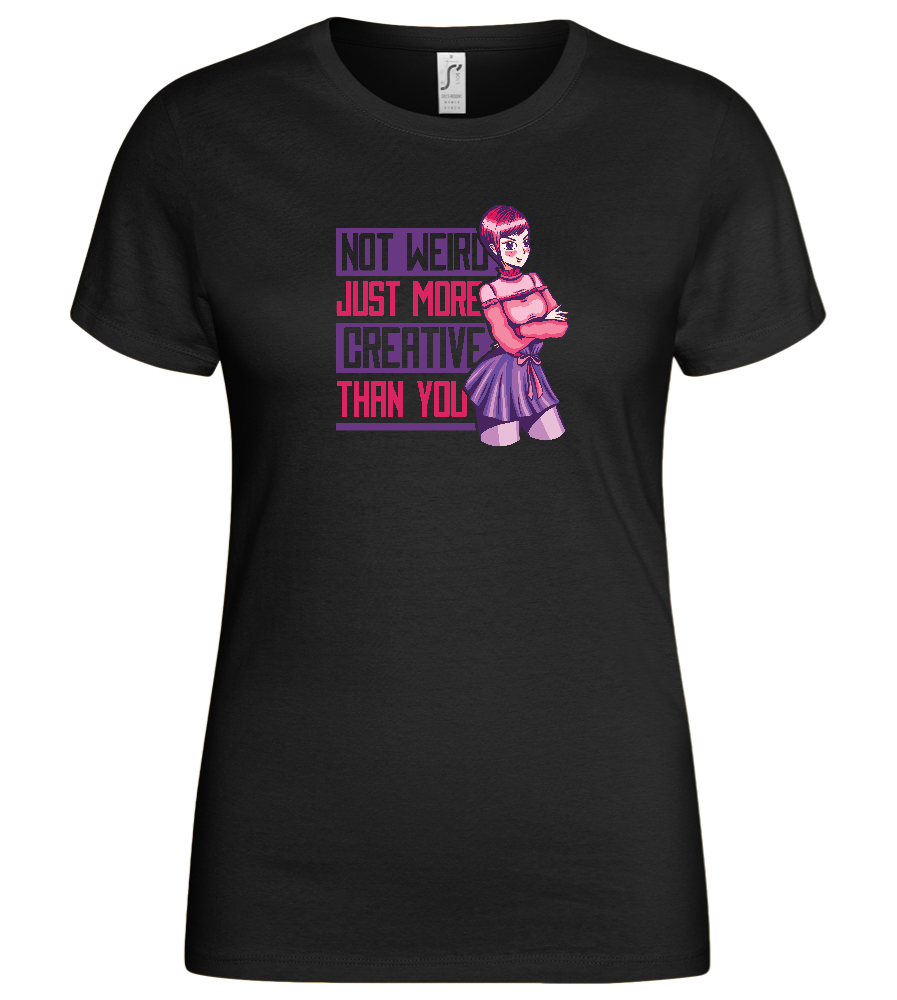 More Creative than You Design - Basic women's t-shirt_DEEP BLACK_front