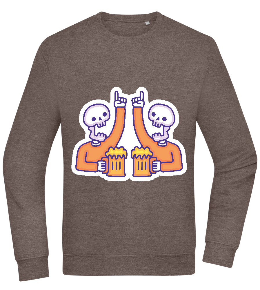 Two Skeleton Beers Design - Comfort Essential Unisex Sweater_CHARCOAL CHIN_front