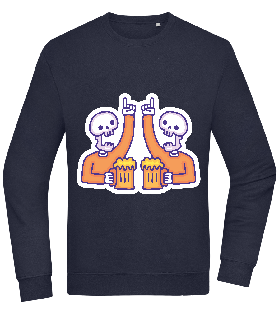 Two Skeleton Beers Design - Comfort Essential Unisex Sweater_FRENCH NAVY_front