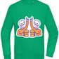 Two Skeleton Beers Design - Comfort Essential Unisex Sweater_MEADOW GREEN_front