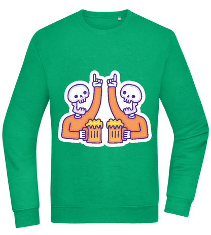 Two Skeleton Beers Design - Comfort Essential Unisex Sweater_MEADOW GREEN_front