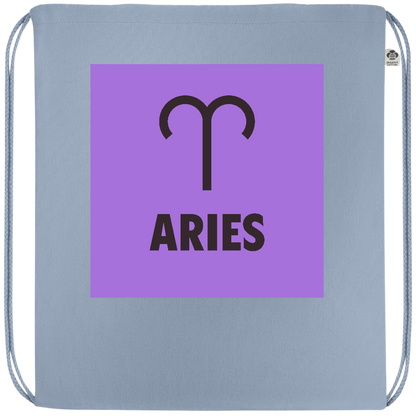 Zodiac Aries Design - Premium colored organic cotton drawstring bag_BABY BLUE_front