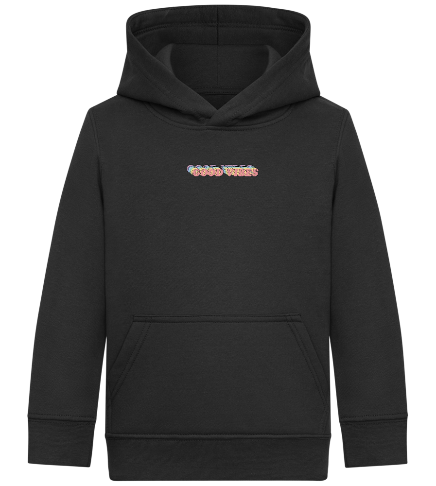 Good Vibes Rainbow Design - Comfort Kids Hoodie_BLACK_front