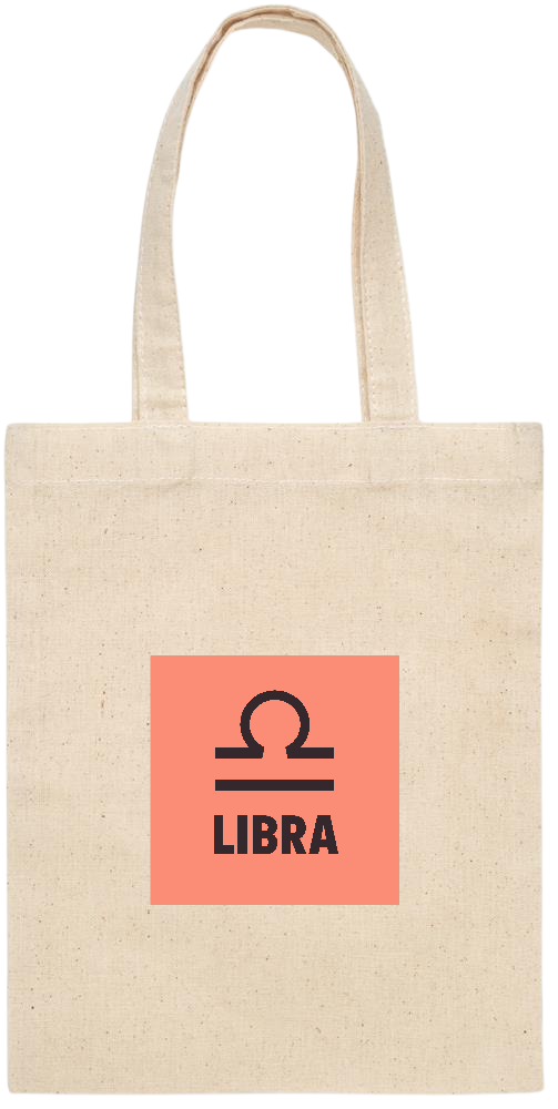 Zodiac Libra Design - Essential small colored handle gift bag_BEIGE_front