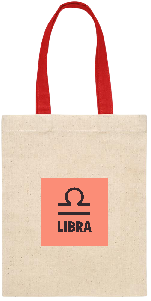 Zodiac Libra Design - Essential small colored handle gift bag_RED_front