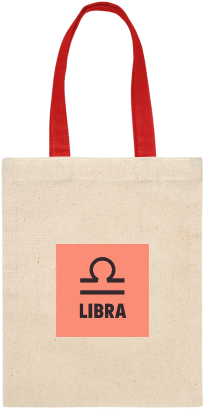 Zodiac Libra Design - Essential small colored handle gift bag_RED_front