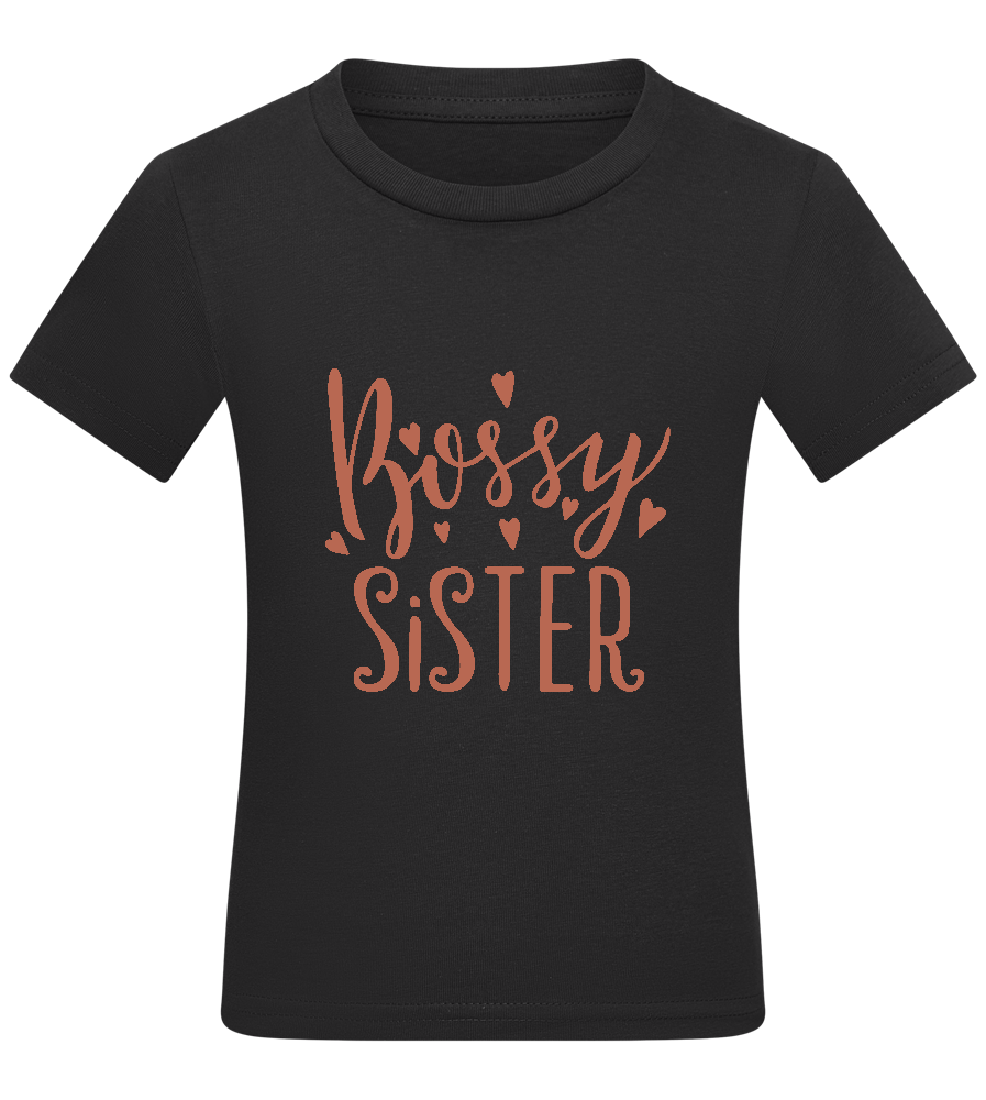 Bossy Sister Text Design - Comfort kids fitted t-shirt_DEEP BLACK_front