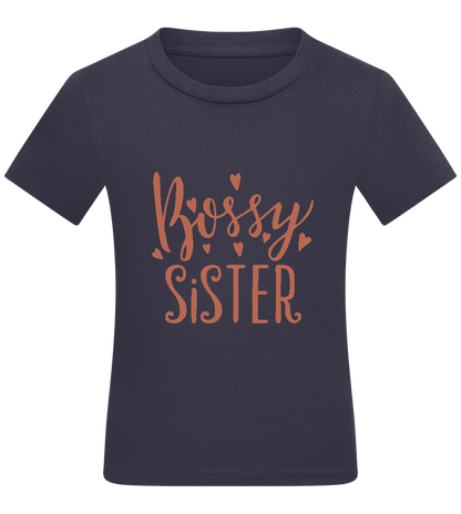 Bossy Sister Text Design - Comfort kids fitted t-shirt_FRENCH NAVY_front