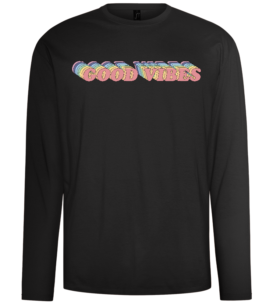 Good Vibes Rainbow Design - Comfort men's long sleeve t-shirt_DEEP BLACK_front