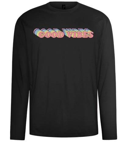 Good Vibes Rainbow Design - Comfort men's long sleeve t-shirt_DEEP BLACK_front