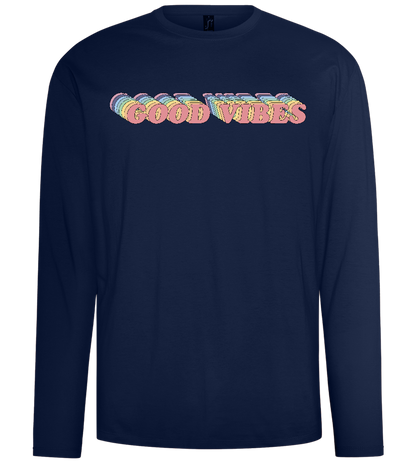 Good Vibes Rainbow Design - Comfort men's long sleeve t-shirt_MARINE_front