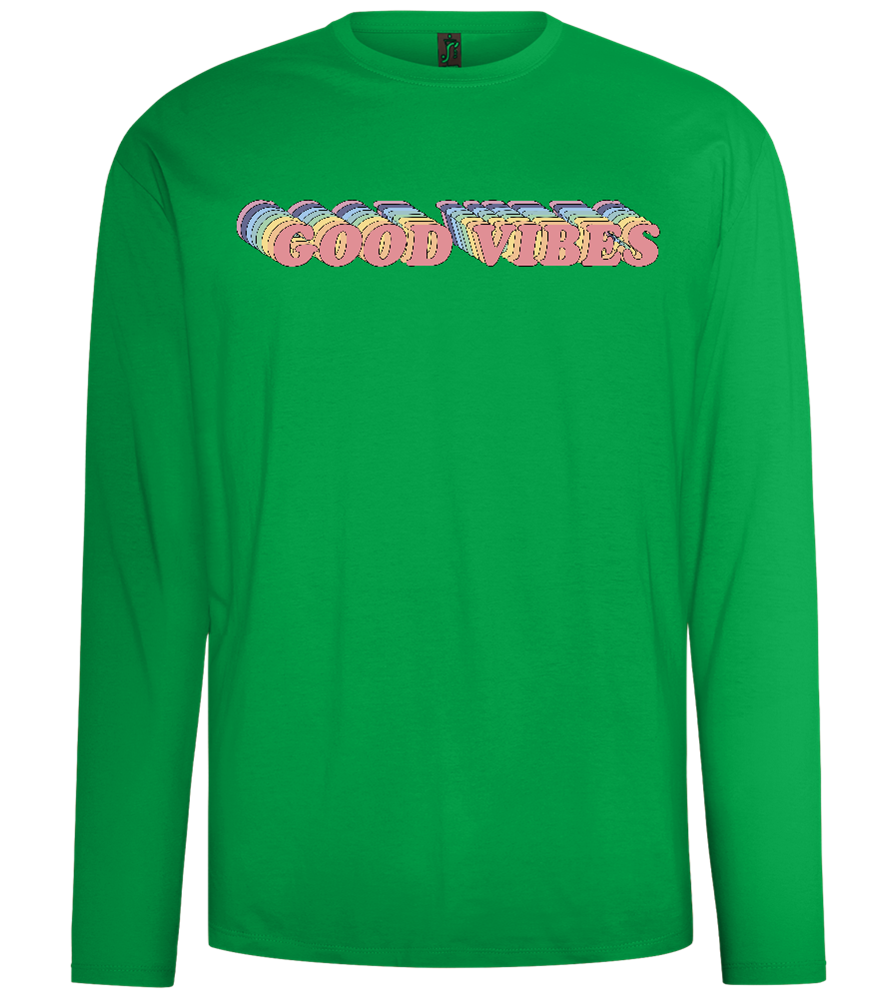 Good Vibes Rainbow Design - Comfort men's long sleeve t-shirt_MEADOW GREEN_front